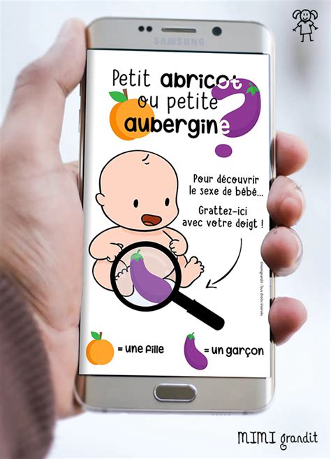 Annonce Sexe Bébé Originale Carte à Gratter Numérique Abricot Aubergine