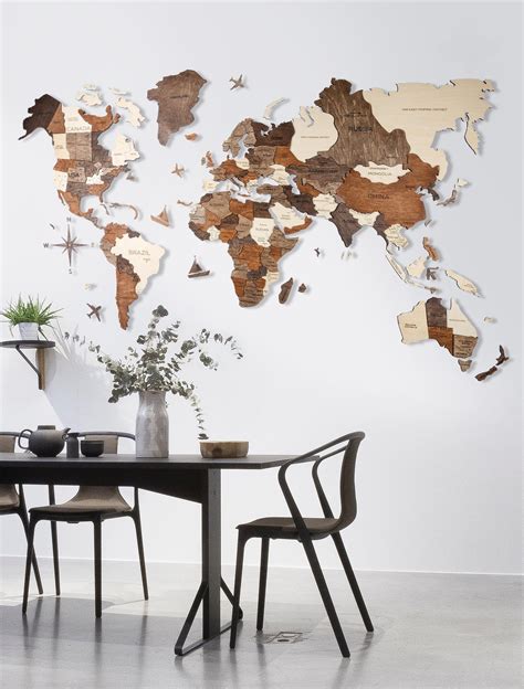 3d Wooden World Map Multicolor World Map Wall Decor Map Wall Decor