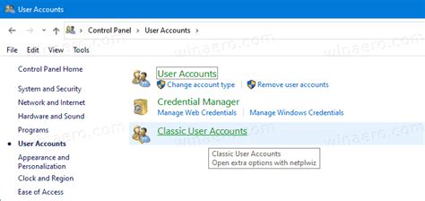 To do so, open control panel and select user accounts. Add Classic User Accounts to Control Panel in Windows 10