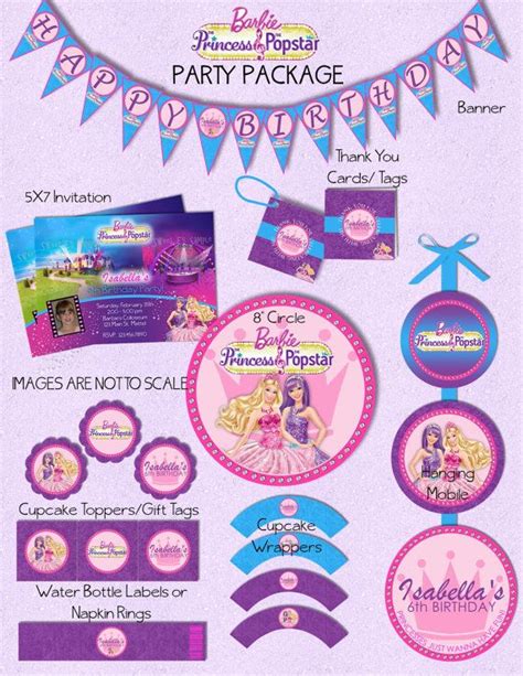 Barbie Princess And The Popstar Inspired Party Decoration Kit Including