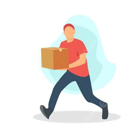 Delivery Man Box Vector Png Images Delivery Man Run Bring The Box Flat