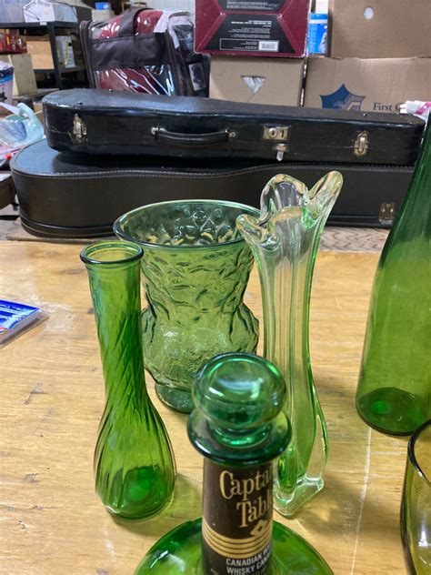 6 piece green glassware