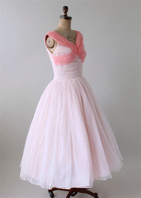 Vintage 1950s Two Tone Pink Chiffon Party Dress Raleigh Vintage