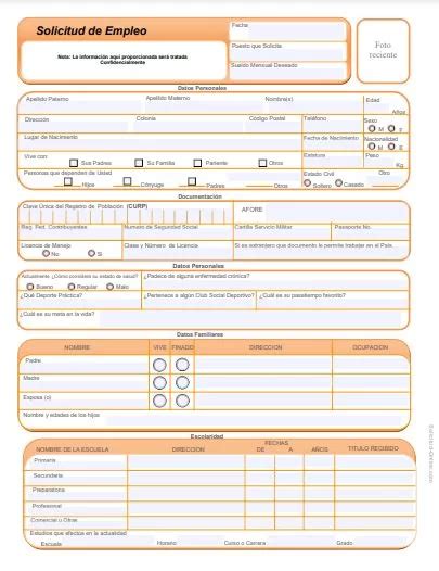 Solicitud De Empleo Para Llenar Online Pdf Pc Y Celular