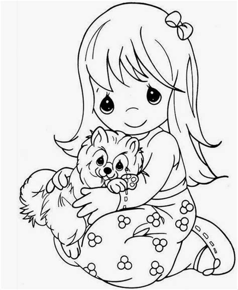Beautiful Precious Moments Girl Coloring Page For Kids Of