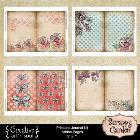 Scrappy Garden Printable Addon Journal Pages Creative Artnsoul Store