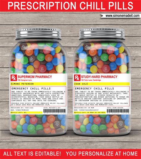 Get them professionally printed on durable materials. Gag Prescription Label Templates | Printable Chill Pills | Funny Gag Gift