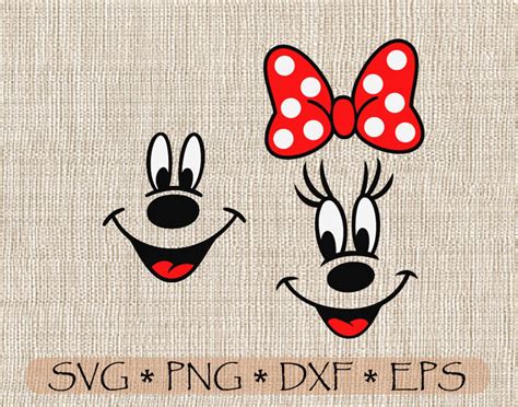 Svg Png Minnie Mickey Mouse Faces Eyes Smile Red Bow Polka Etsy