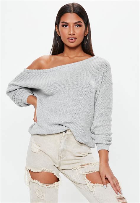 Gray Off Shoulder Sweater Off Shoulder Sweater Sweaters For Women