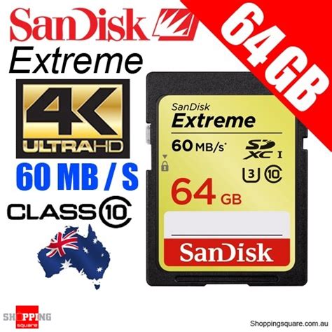 SanDisk Extreme 64GB SDXC UHS-I U3 4K Ultra HD Memory Card 60MB/s