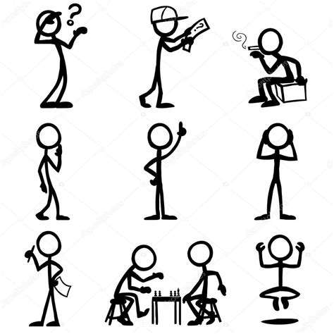 Set Of Stick Figures Thinking People — Stock Vector © Tobybridson