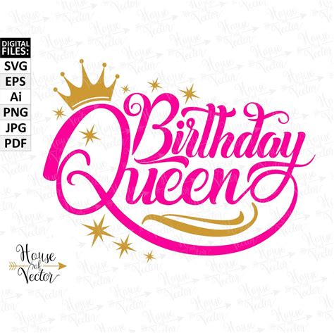 Birthday Queen Svg Ai Png Eps Pdf Clipart Crown Stars Etsy Uk