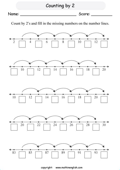 Skip 2 On Line Printable Grade 1 Math Worksheet