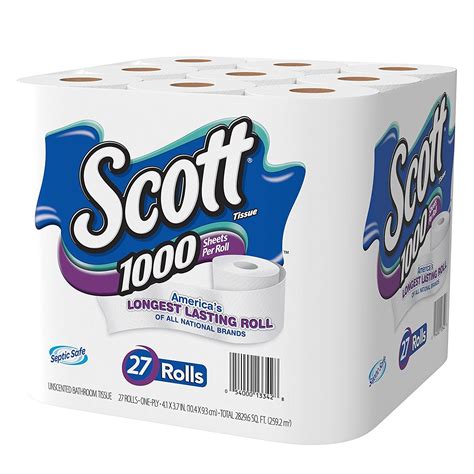 Scott 1000 Sheets Per Roll Toilet Paper 27 Rolls Sewer Safe Septic