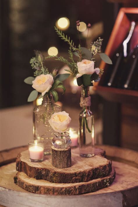 Rustic Wedding Centerpieces With Wood Slices Juliet Stay