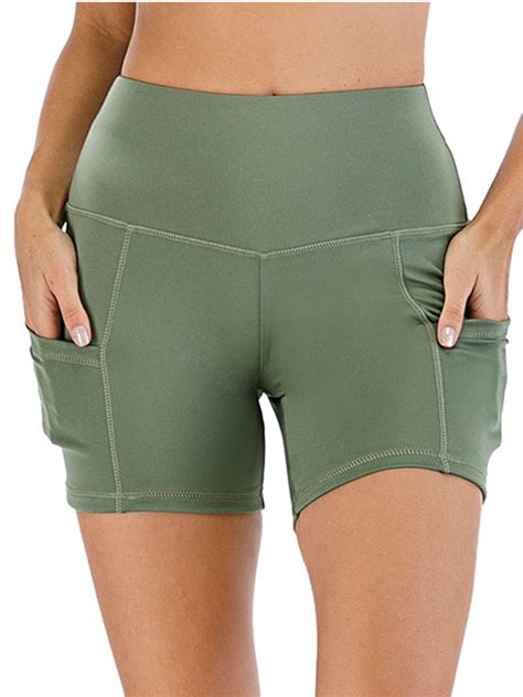 Womens Compression Yoga Shorts Classic Ruched Booty High Waisted Tummy