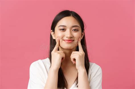 Beauty People Emotions And Summer Leisure Concept Close Up Of Funny And Cute Asian Woman With