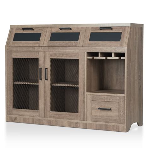 Furniture Of America Coffman Wood Wine Storage Buffet In Chestnut Brown