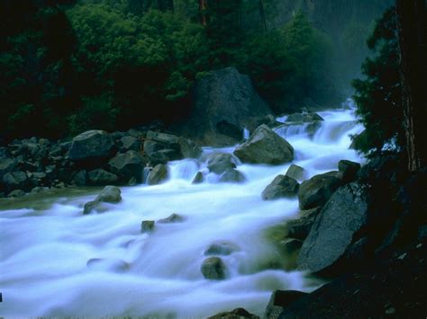 Yosemite White Water Rapids Rivers And Streams Wallpaper