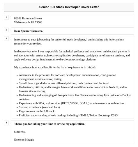 Senior Full Stack Developer Cover Letter Velvet Jobs