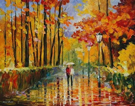 Leonid Afremov Autumn Rain Painting Autumn Rain Print For Sale