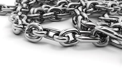 White Background Isolated 3d Render Of Steel Chain Links Metal Chain