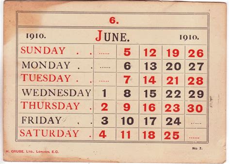 Maximum Embellishment Vintage Calendar June 1910