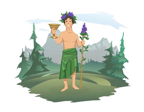 Dionysus Acient Greek God Of Wine Standing In Nature Ancient Greece