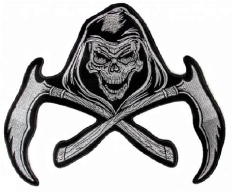 Large Reaper Skull Scythe 11 X 95 Iron On Back Etsy