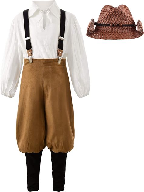 Relibeauty Pioneer Boy Costume Colonial Kids Outfit With