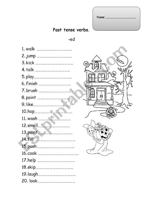 Past Simple Regular Verbs Worksheet Free Esl Printable English Writing Worksheets Pre K