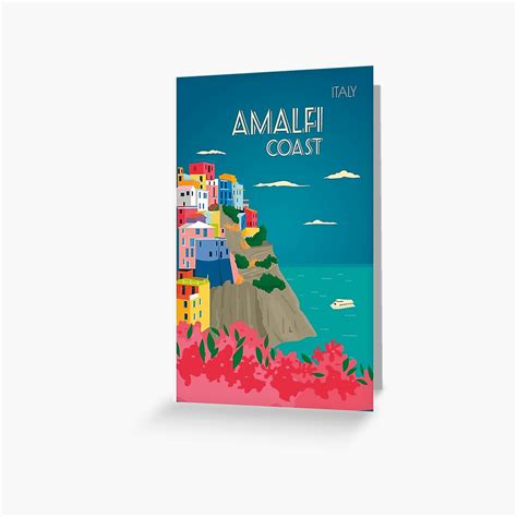 Amalfi Coast Italy Vintage Travel Advertising Print Greeting Card