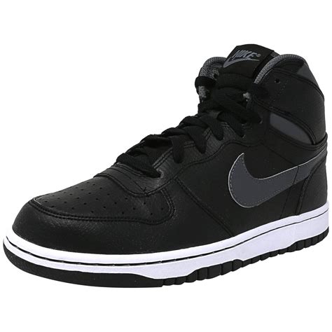 Nike Mens Big High Black Dark Grey High Top Leather Fashion Sneaker