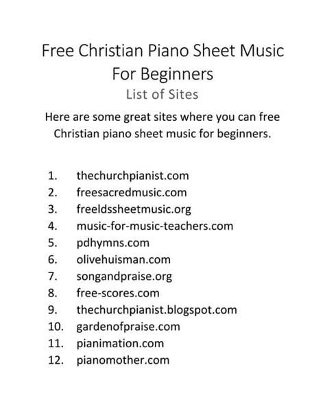 Free Christian Piano Sheet Music For Beginners Pdf