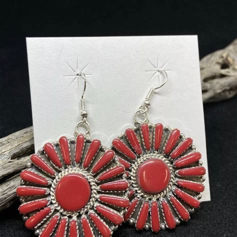 Native American Coral Earrings Etsy