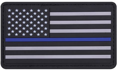 Pvc Thin Blue Line Usa Flag Patch 3 Police Support Hook Back Morale