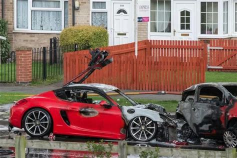 Shocking Scenes As Porsche Sports Car Is Engulfed In Flames Following