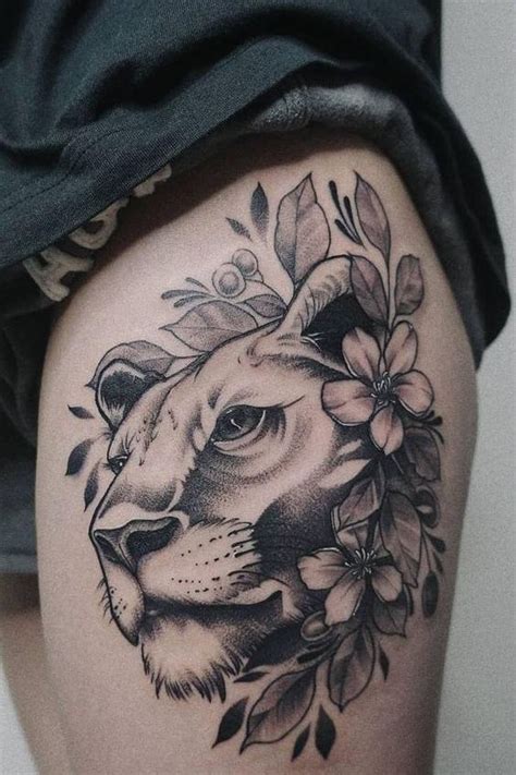 70 Beautiful Thigh Tattoos For Women Designs Lioness Tattoo Thigh