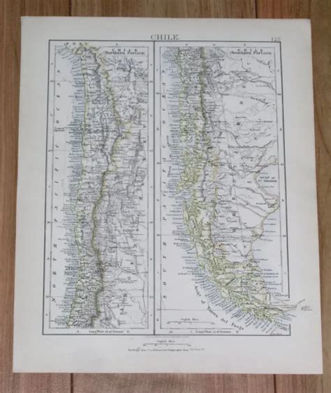1906 Original Vintage Map Of Chile And Argentina South America 1700