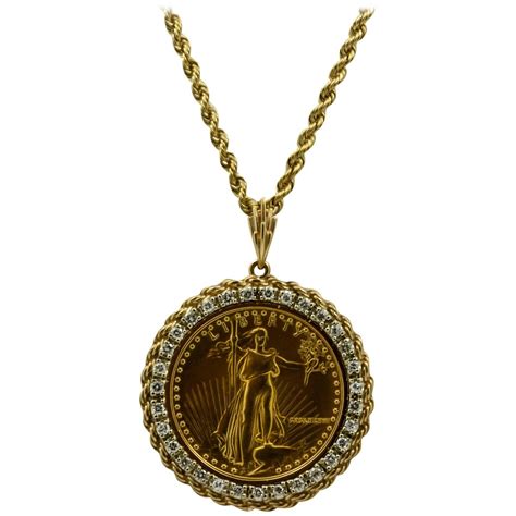 50 Liberty 1 Ounce Gold Coin Pendant With Diamond Bezel From A