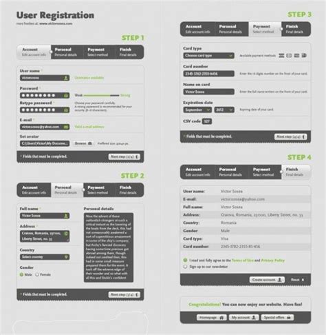 Attractive Step By Step Registration Form Psd Psd Free Psd Design