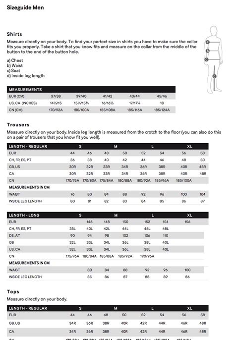 H And M Size Guide Size Chart Chart Plus Size