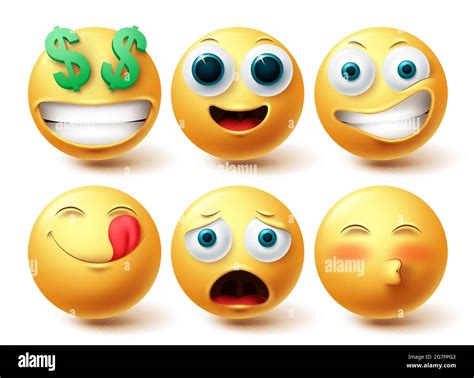 Emoji Smiley Vector Set Smileys Emoticon Happy Collection Facial
