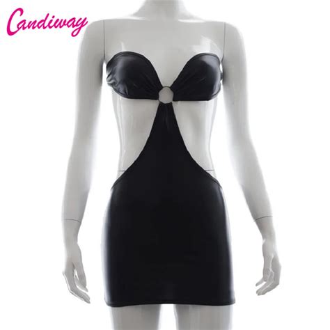 Buy Hot Black Leather Pole Dancing Dress Sexy Lingerie Women Sexy Pron Erotic