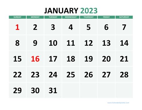 2023 Calendar Large Print - Printable Template Calendar