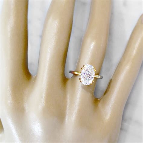 Jessa Thin Oval Diamond Solitaire In Yellow Gold Unique Engagement