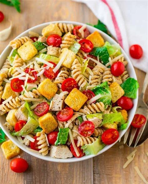 Pasta primavera is actually an american dish that was popular in the '70s. Chicken Caesar Pasta Salad | Healthy Recipe