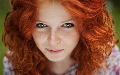 Women Model Redhead Face Blue Eyes Freckles Women