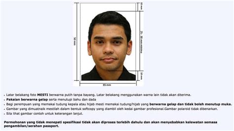 Untuk perhatian, jika tidak menyerahkan foto yang memenuhi syarat yang ditetapkan, ia akan menangguhkan proses. format gambar passport malaysia format gambar passport ...