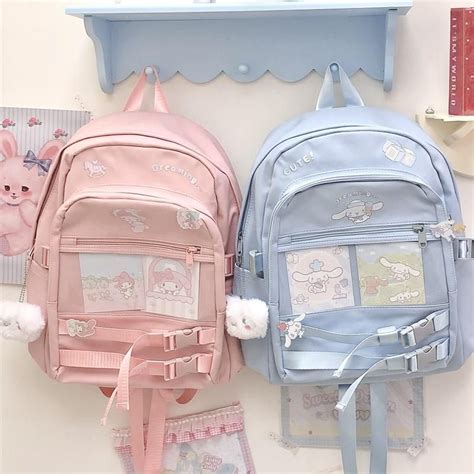 Pastel Kawaii School Girl Melody Cinnamoroll Backpack Bag C01431 Bags